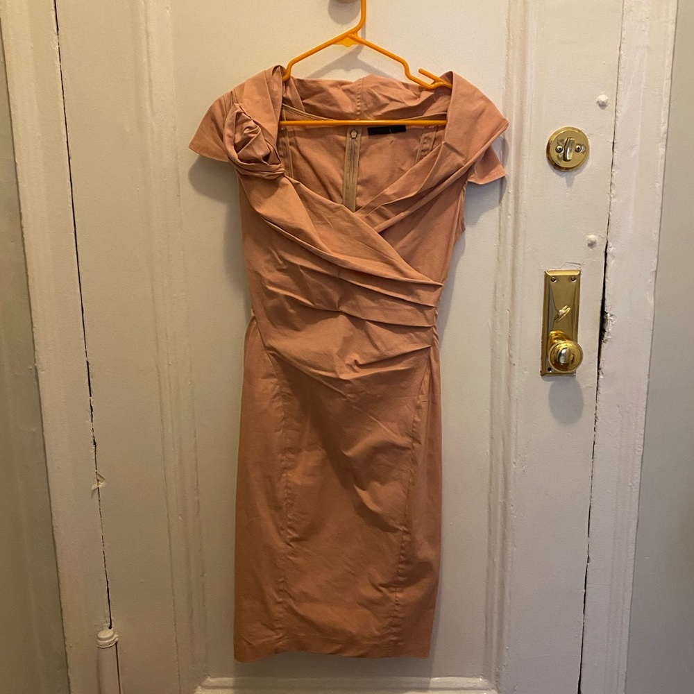 Donna Karan Wide Neck Cap Sleeve Sheath Dress